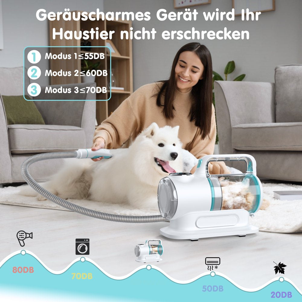 Dog Grooming Kit Vacuum, 6 in 1 Pet Grooming Vacuum, 11000PA Dog Clippers for Grooming, Dog Vacuum for Shedding Grooming, Suction 99% Dog Hair, Low Noise Pet Vacuum Grooming Kit for Dog Cat