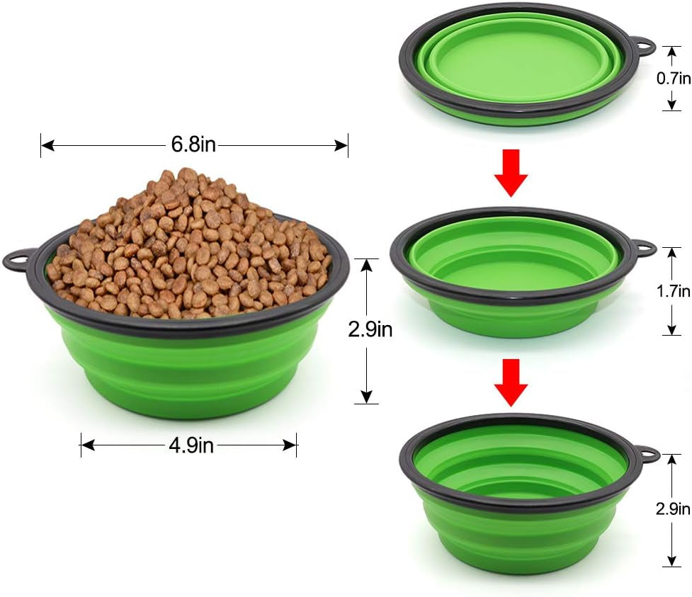 Professional title: "Large Portable Collapsible Dog Bowl for Pets, Cats, and Puppies - Ideal for Walking, Camping, and Outdoor Activities (Green)"