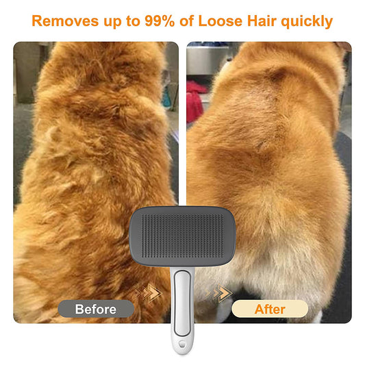 Self Cleaning Dog Brush for Long Haired Short Haired Dogs, Slicker Brush for Dogs Shedding Grooming, Dog Hair Brush for Large Medium Pets, Wire Cat Fur Brush, Pet Brush for Cats, Pet Hair Comb