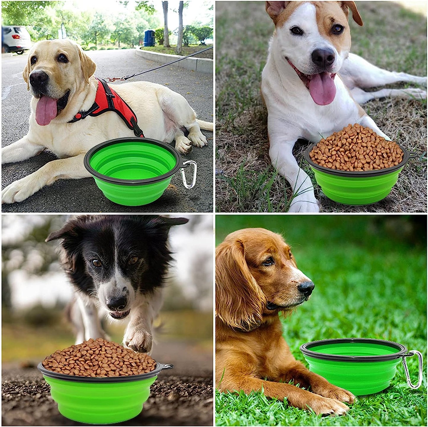 Professional title: "Large Portable Collapsible Dog Bowl for Pets, Cats, and Puppies - Ideal for Walking, Camping, and Outdoor Activities (Green)"